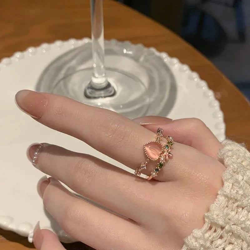 Opal Heart Rings