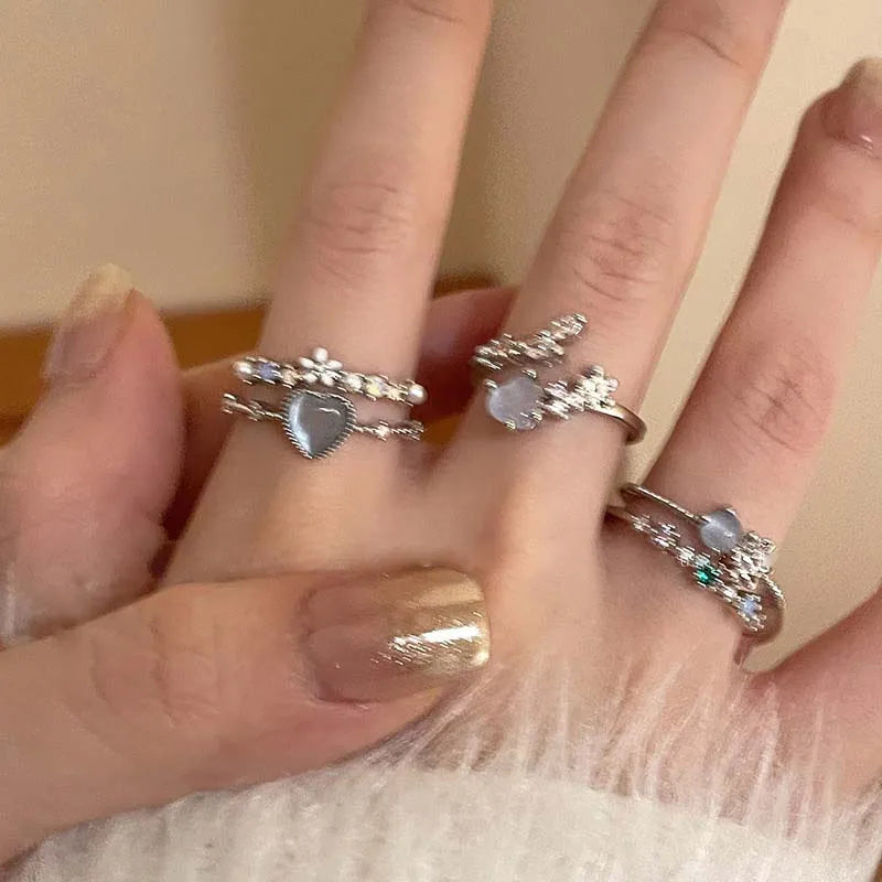 Opal Heart Rings