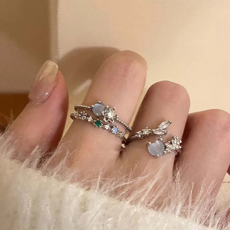 Opal Heart Rings