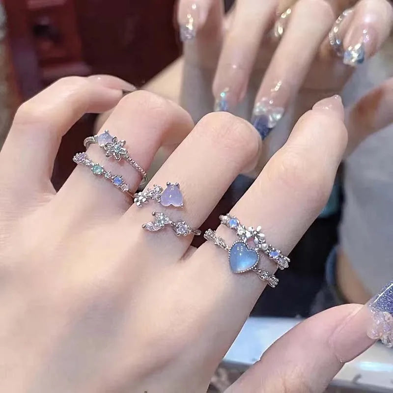 Opal Heart Rings